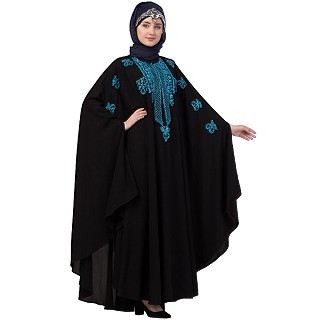 Designer  embroidered Persian Kaftan- Black-turq